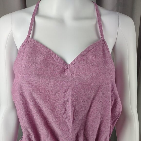 Mossimo Pink Crochet Back Romper 100% Cotton Knit Tie Waist Casual Size M - Picture 3 of 12